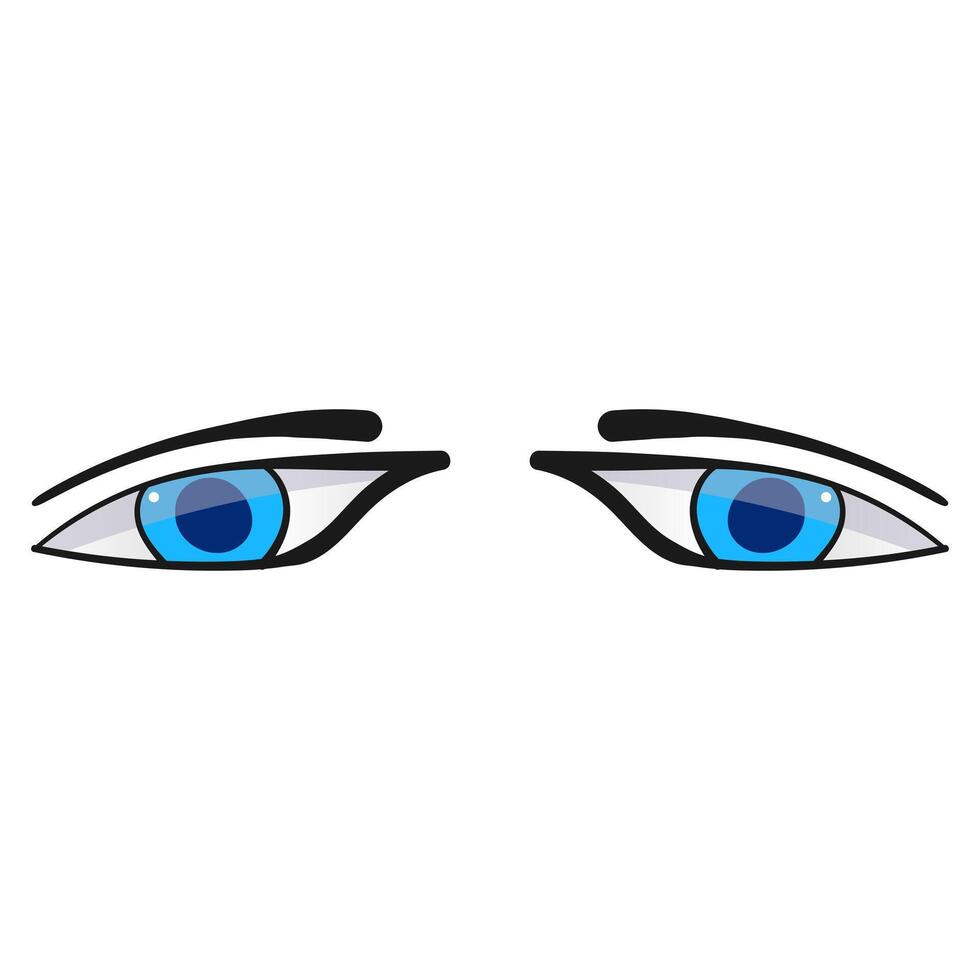 Mens blauw ogen grappig geïsoleerd Aan wit achtergrond. hand- getrokken Open ogen vector