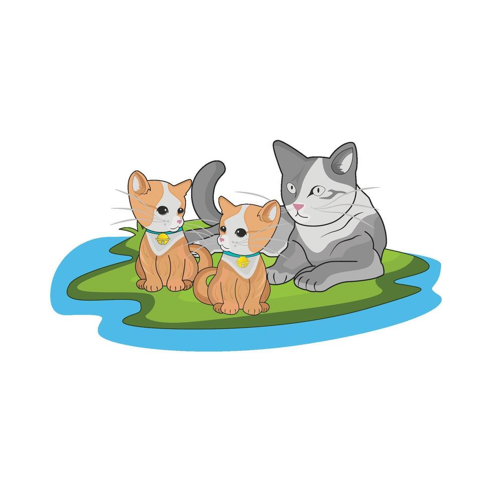 illustratie van kat familie vector