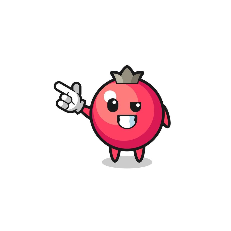 cranberry-mascotte die naar links wijst vector