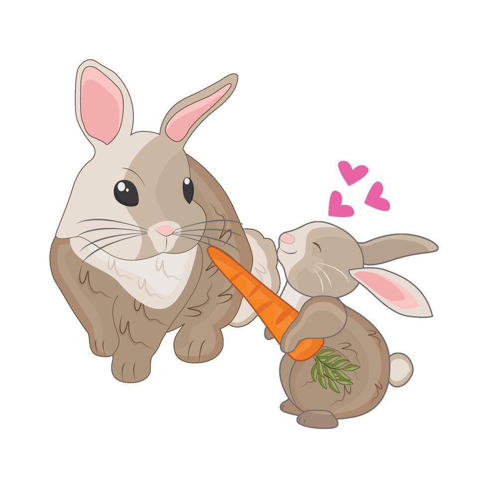 illustratie van mam en baby konijn vector