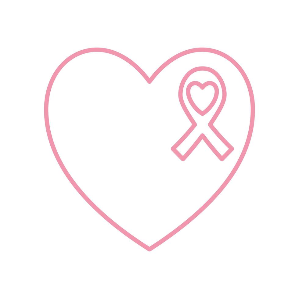 borstkanker lint in hart lijn stijl icoon vector design
