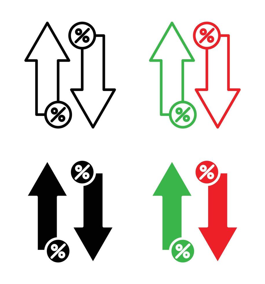 hoog en laag procent pijl icoon vector