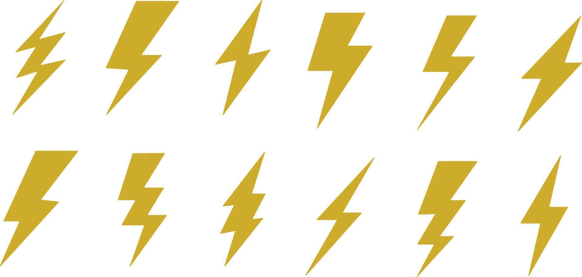 flash bliksem bout icoon set. elektrisch macht symbool. energie teken, vector illustratie. in rekening brengen teken. donder staking elektriciteit lineair symbool. blikseminslag flash. krachtig elektrisch kwijting slaan.