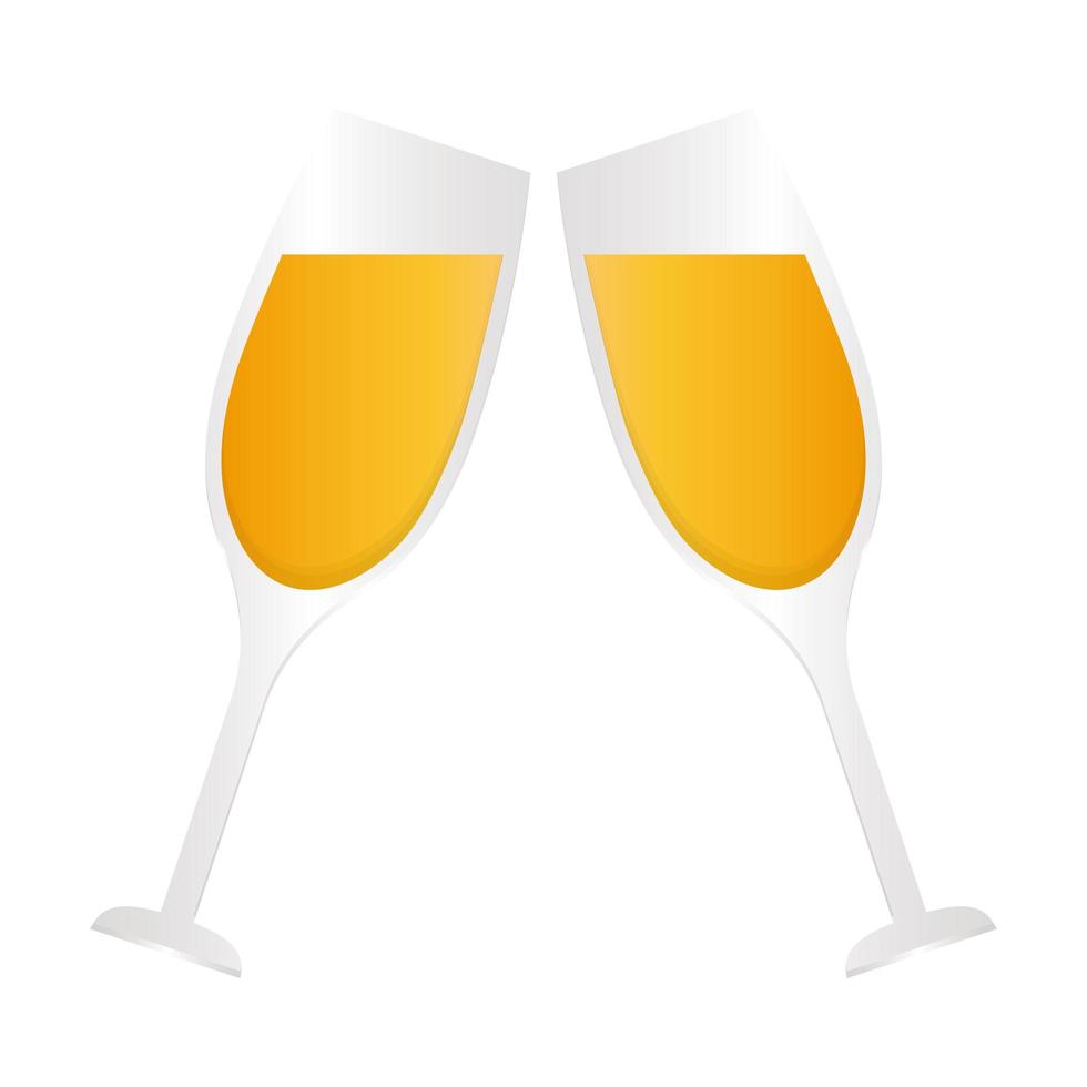 geïsoleerde champagne kopjes vector design
