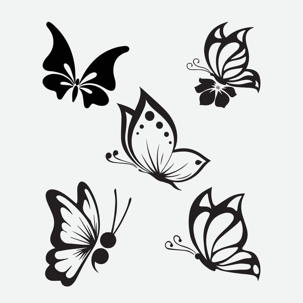 mooi zwart en wit vlinder geïsoleerd vector afbeelding, illustraties van vlinder silhouet icoon Aan wit achtergrond