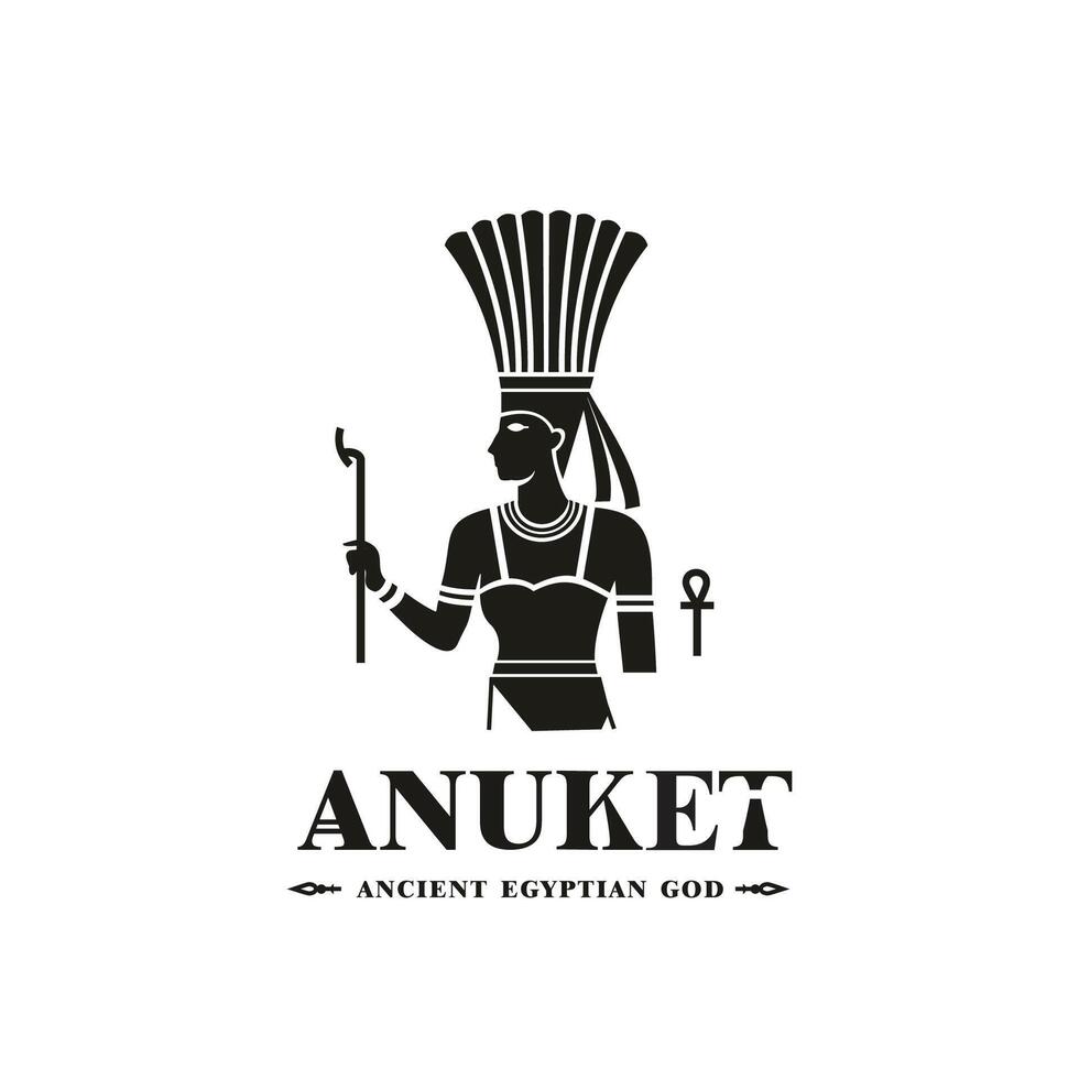 oude Egyptische god anuket silhouet, midden- oosten- god logo vector