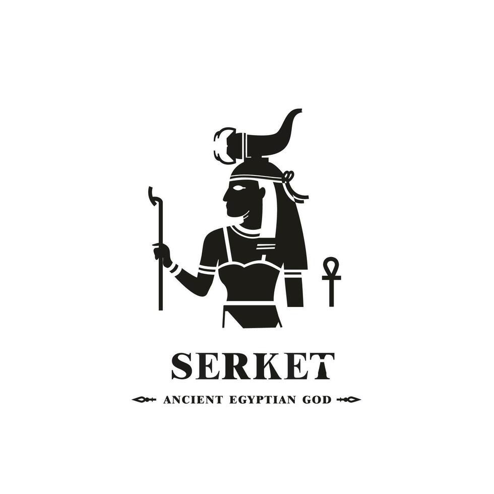 oude Egyptische god serket silhouet, midden- oosten- god logo vector