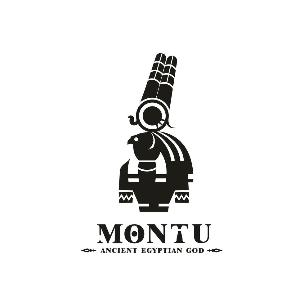 oude Egyptische god Montu silhouet, midden- oosten- god logo vector