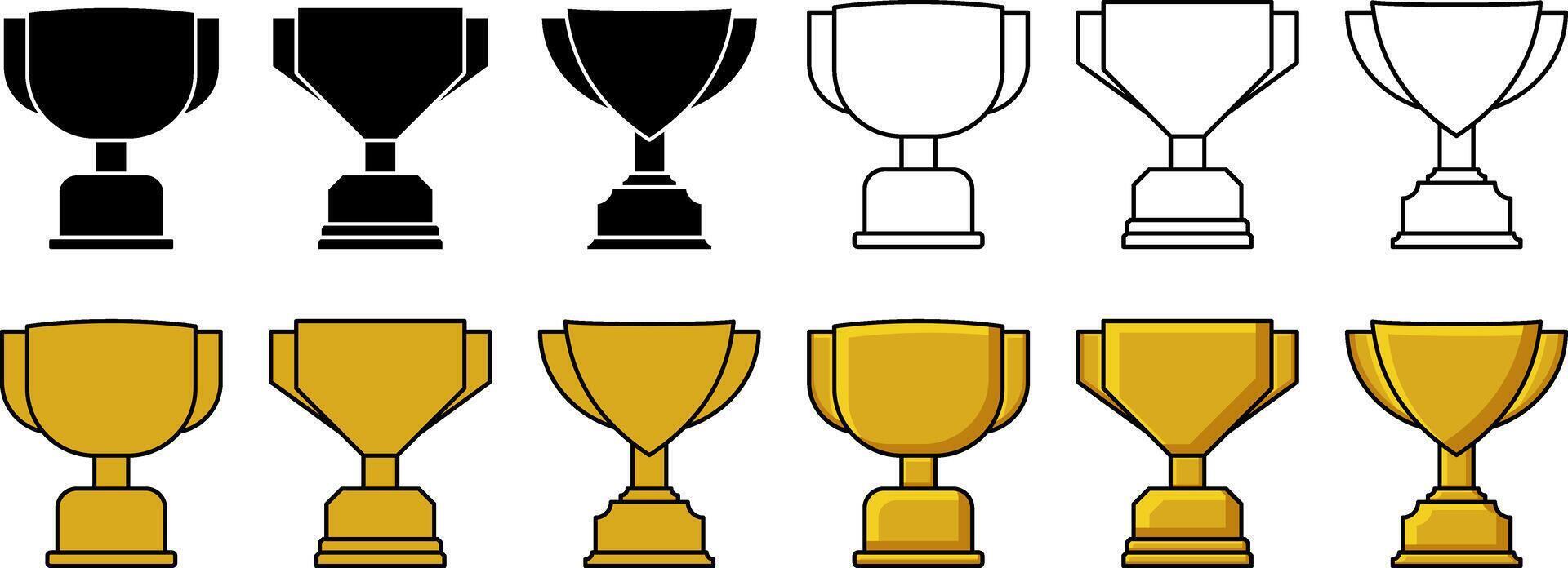 icoon reeks trofee symbool prijs, kampioen. gemakkelijk vector geïsoleerd Aan wit achtergrond. ontwerp voor poster, web, app, sociaal media.