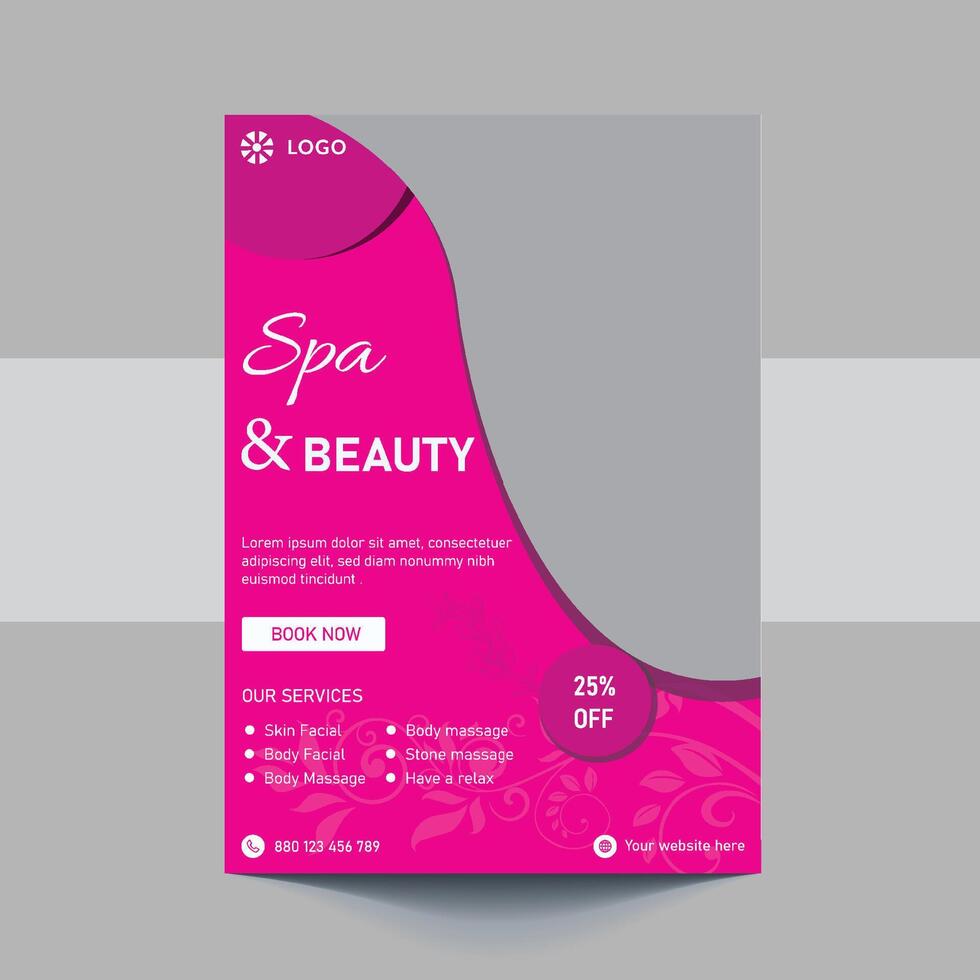 spa folder sjabloon ontwerp met gemakkelijk, elegant en elegant ontwerp, met groen en goud kleur combinatie, geschikt voor brochure, folder, uitnodiging en andere vector