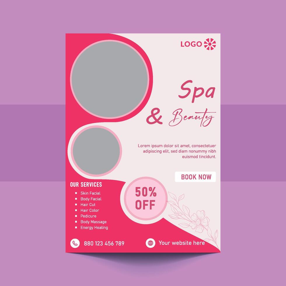 spa folder sjabloon ontwerp met gemakkelijk, elegant en elegant ontwerp, met groen en goud kleur combinatie, geschikt voor brochure, folder, uitnodiging en andere vector