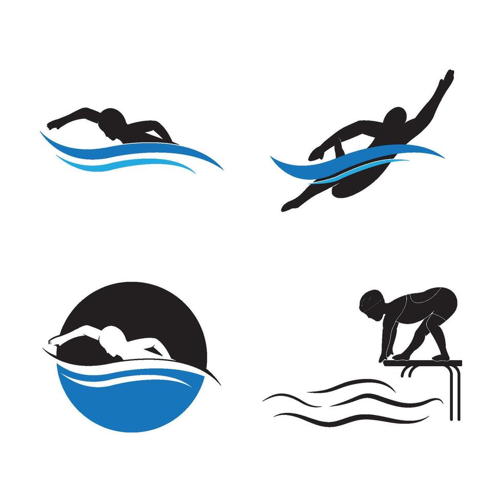 zwemmen logo ontwerpen vector, creatief zwemmer logo vector