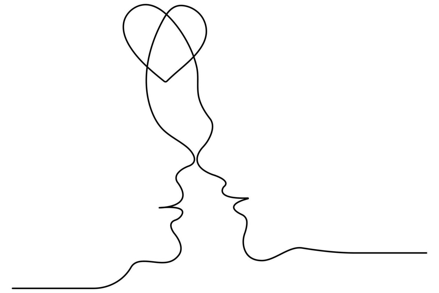 kus dag doorlopend een lijn kunst tekening van kus icoon schets vector kunst illustratie