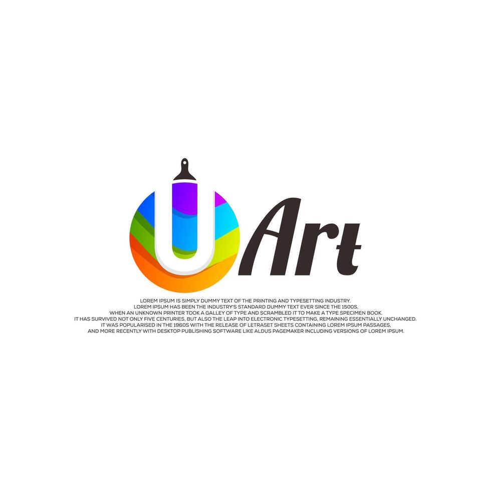 brief u en borstel kleurrijk logo ontwerp vector