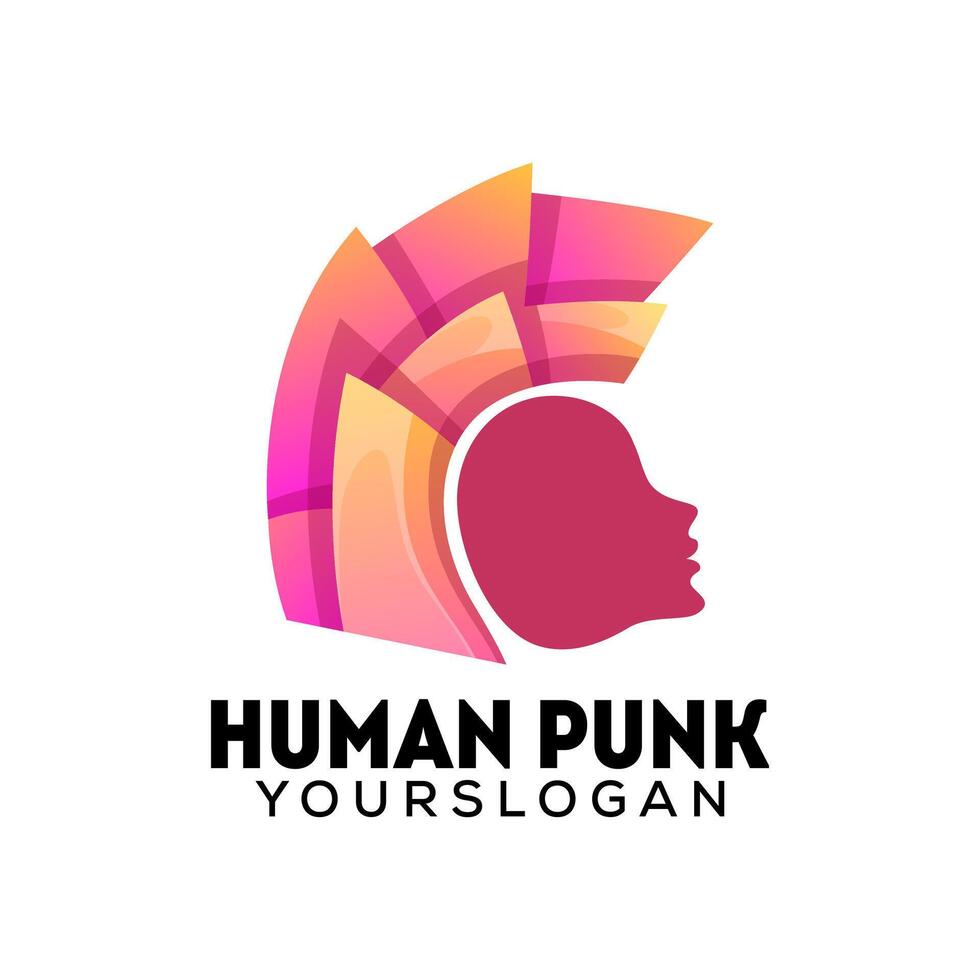 menselijk punk- kleurrijk logo ontwerp vector