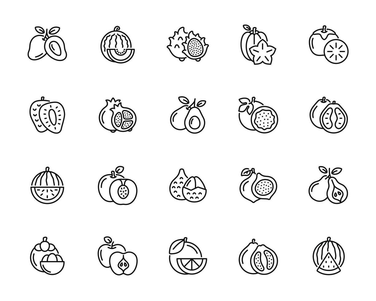 fruit lijn icoon reeks geïsoleerd Aan wit achtergrond vector