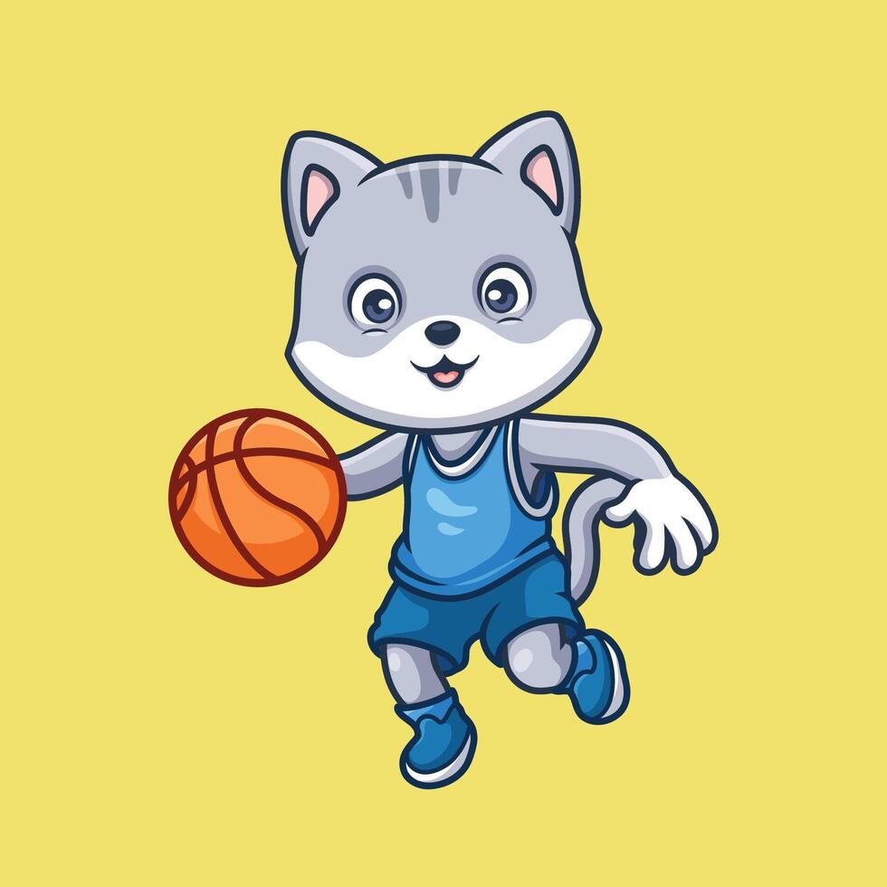 basketbal shiba inu tekenfilm vector