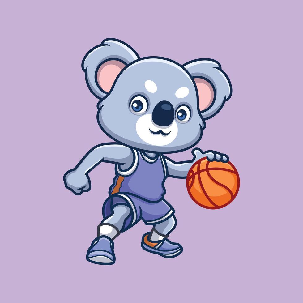 basketbal koala schattig tekenfilm vector