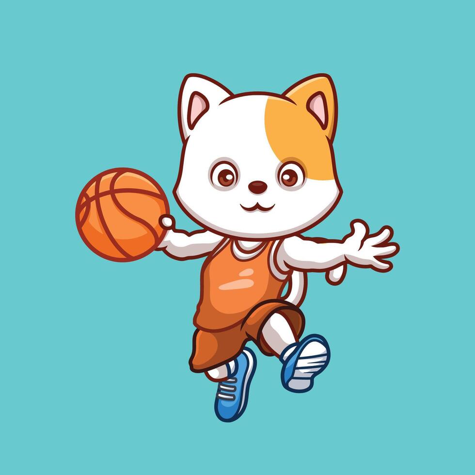 basketbal wit kat tekenfilm vector