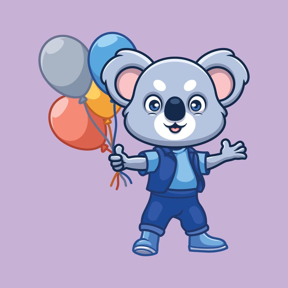 verjaardag koala tekenfilm karakter vector