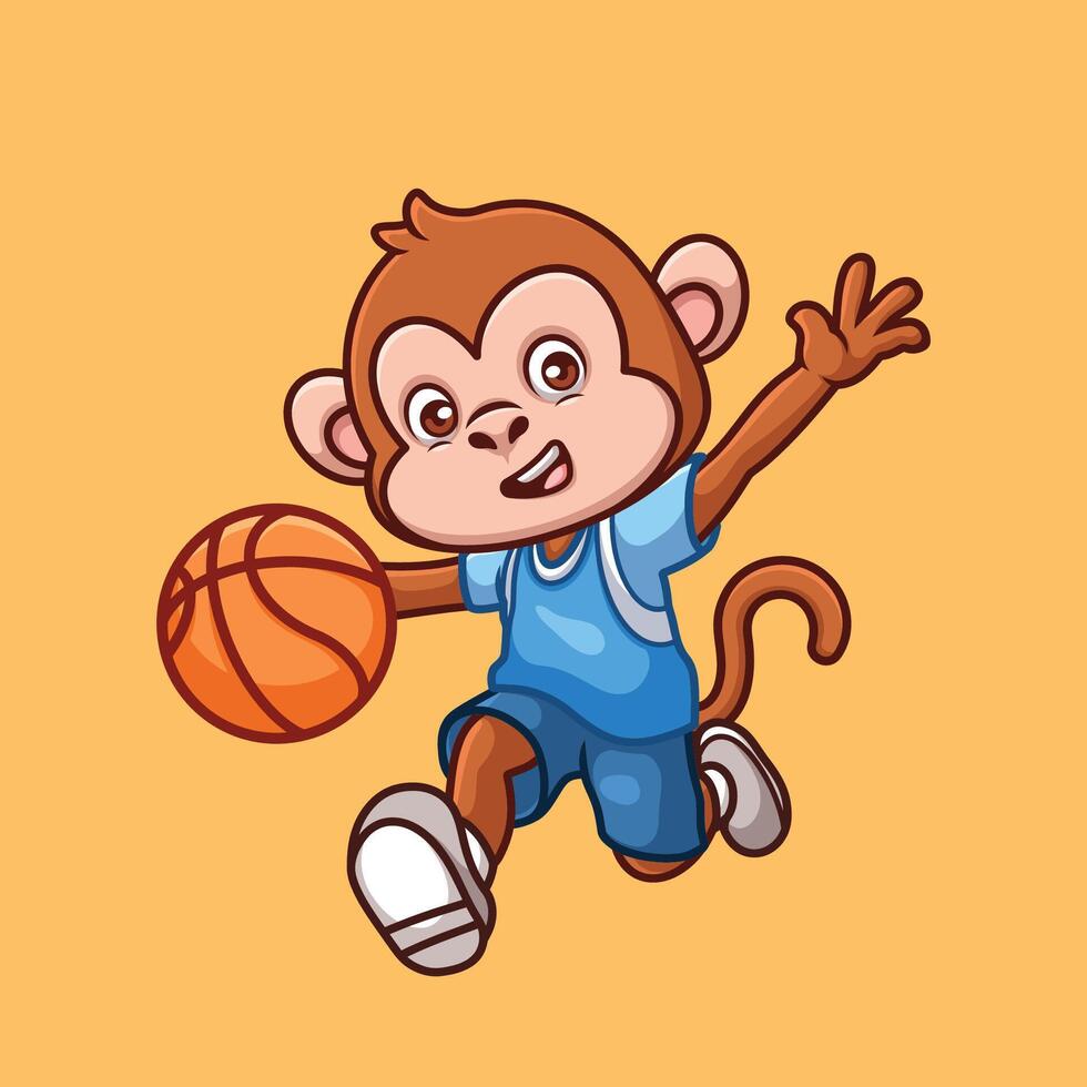 basketbal aap schattig tekenfilm vector