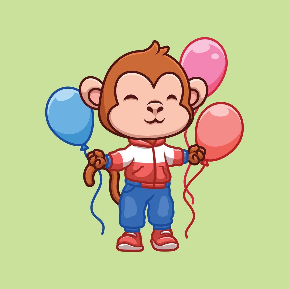 verjaardag aap schattig tekenfilm karakter vector
