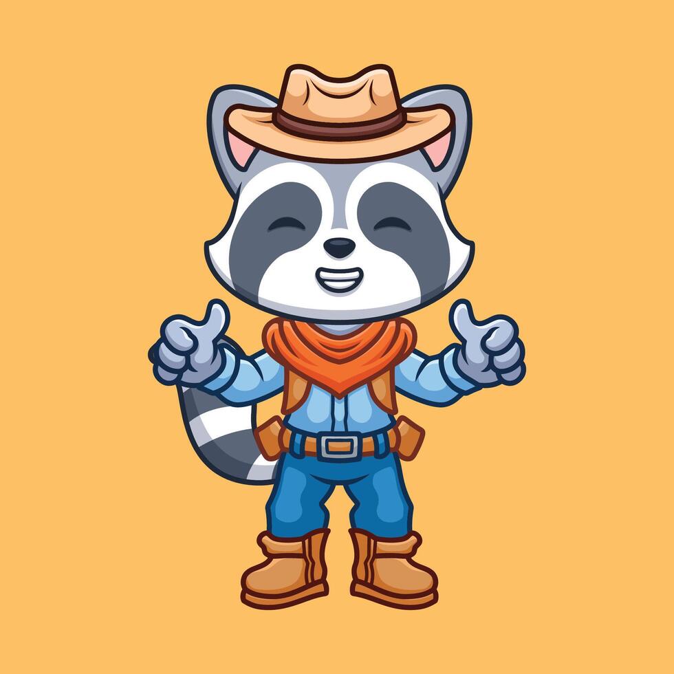 wasbeer cowboy tekenfilm schattig illustratie vector