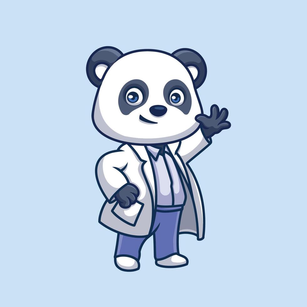 dokter panda schattig tekenfilm vector