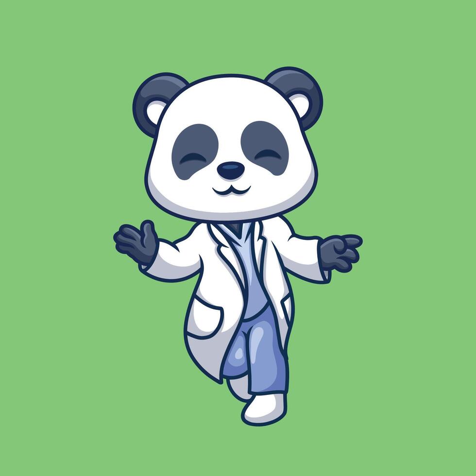 dokter panda schattig tekenfilm vector