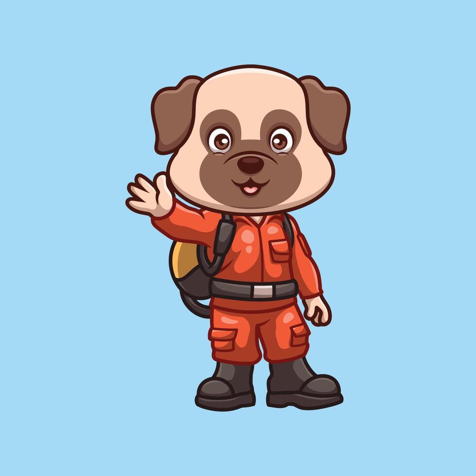 brandweerman kroeg hond schattig tekenfilm vector