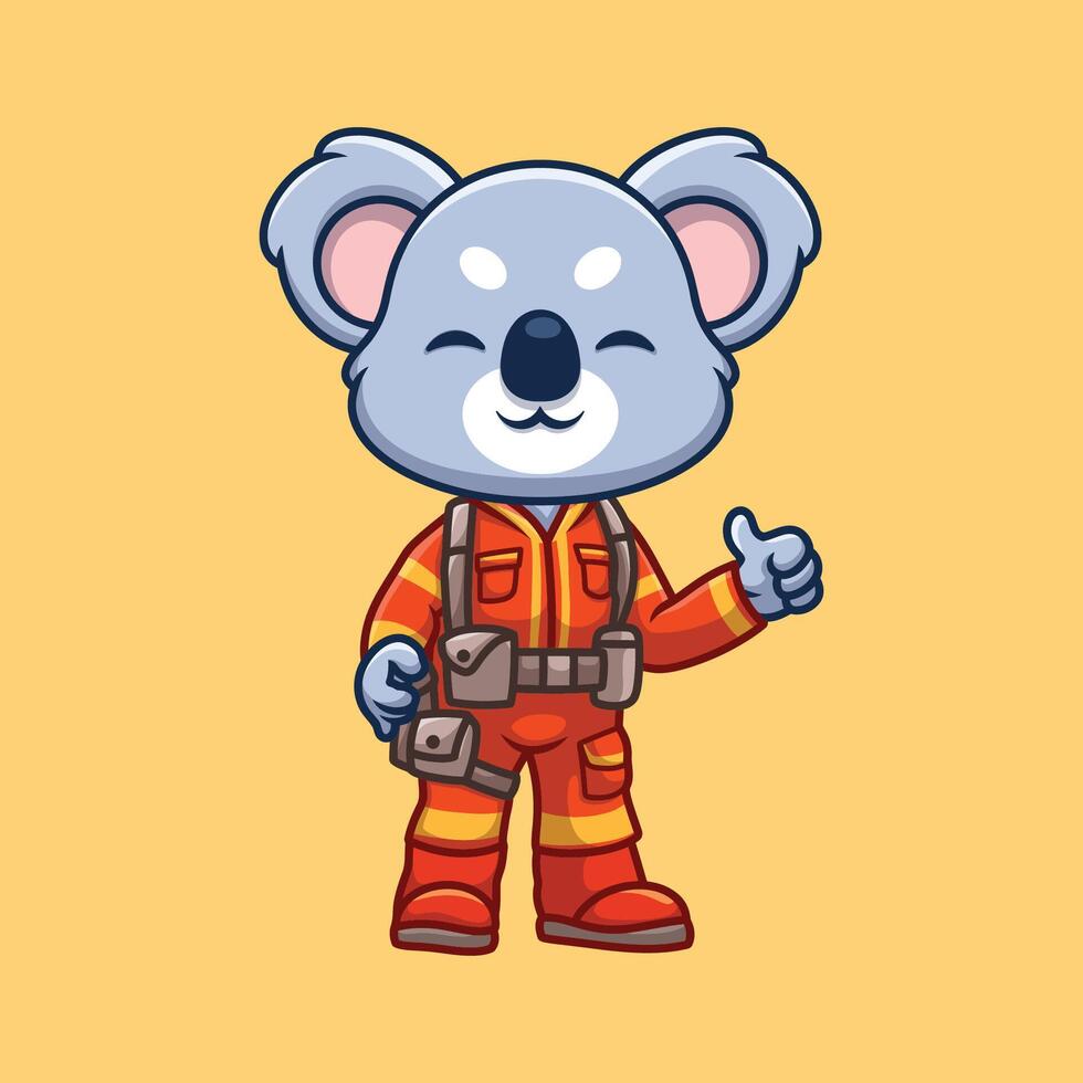 brandweerman koala schattig tekenfilm vector