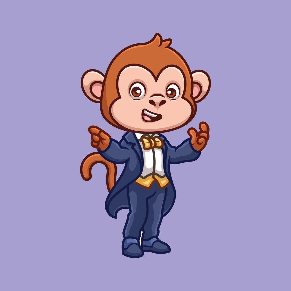 goochelaar aap schattig tekenfilm vector