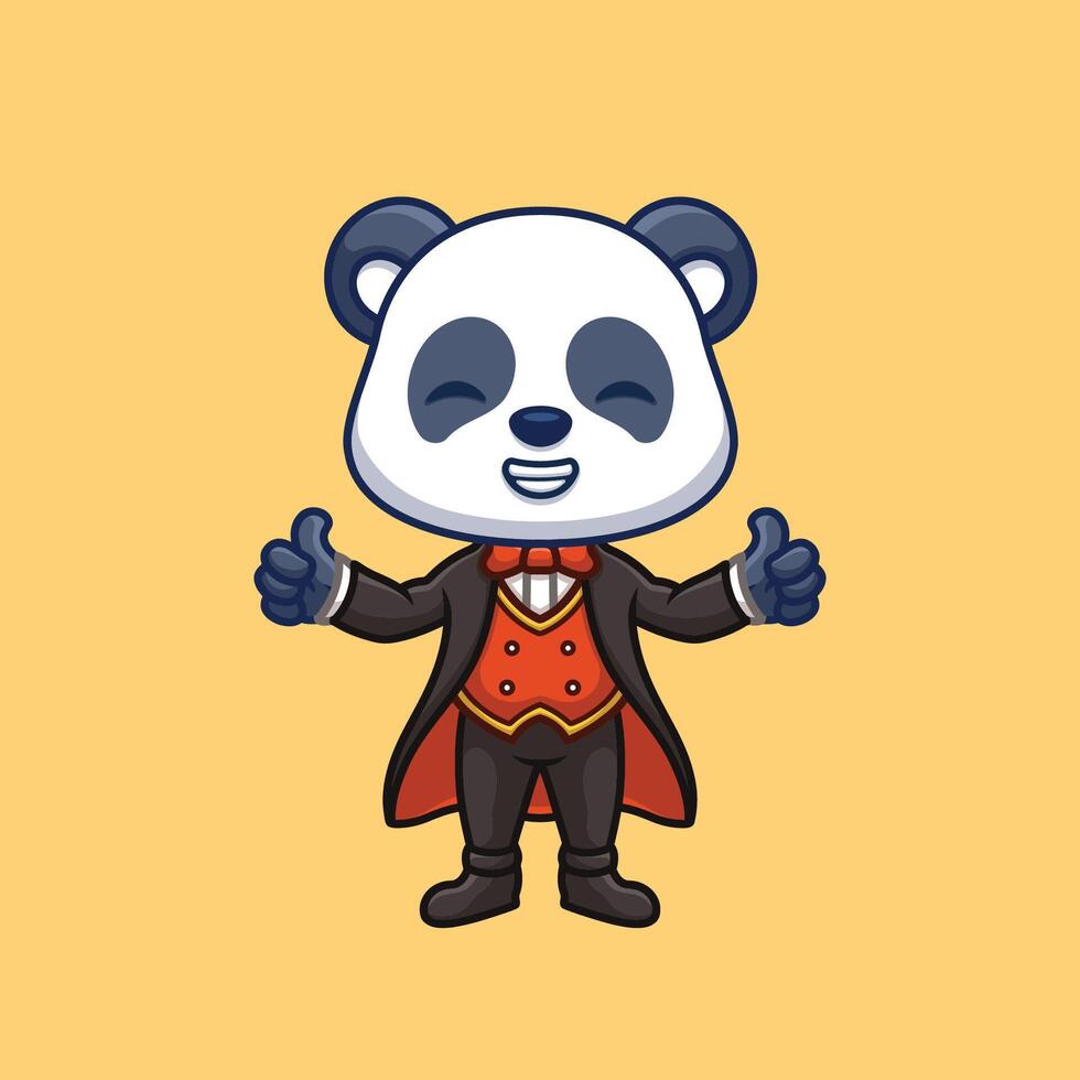 goochelaar panda schattig tekenfilm vector