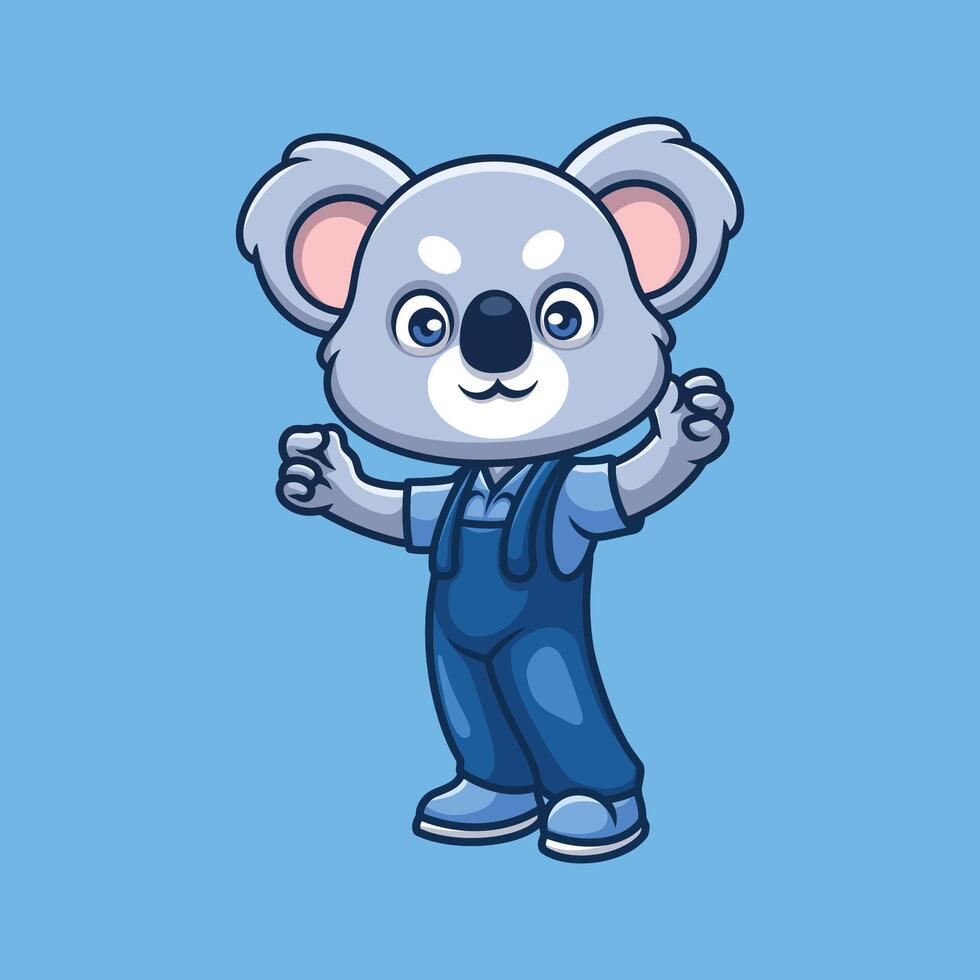 monteur koala schattig tekenfilm vector