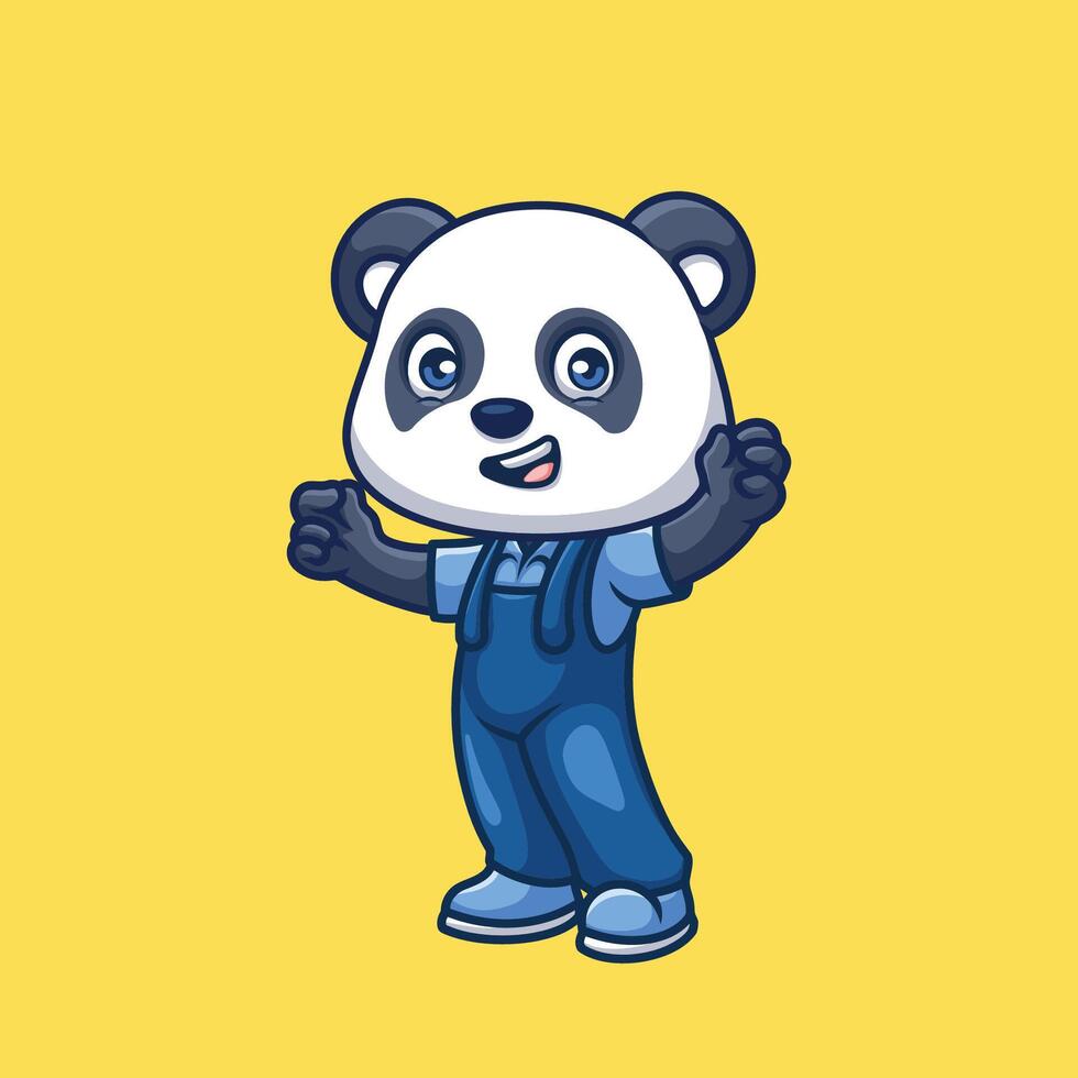 monteur panda schattig tekenfilm vector