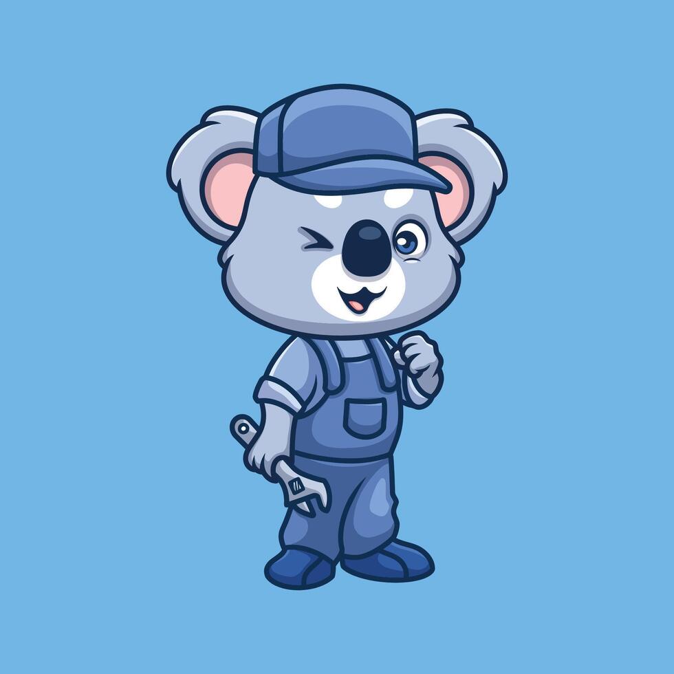 monteur koala schattig tekenfilm vector