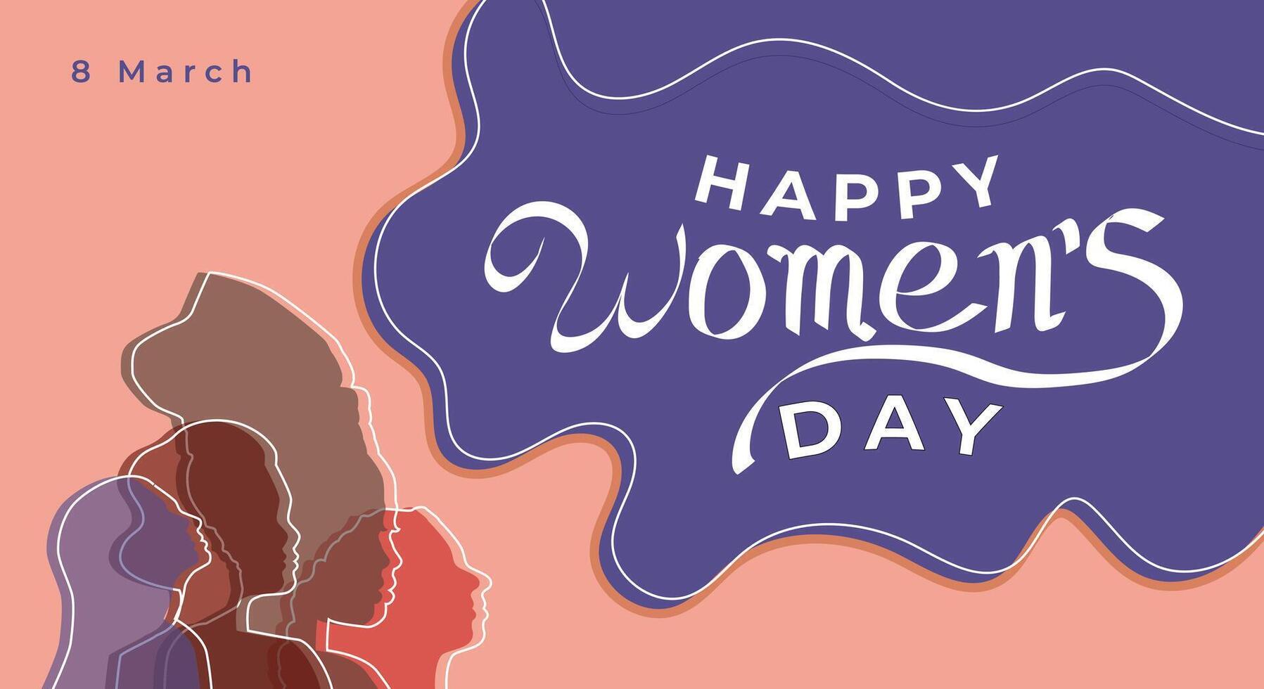 gelukkig vrouwen dag. vrouwen dag achtergrond ontwerp, vrouw silhouet illustratie. vector