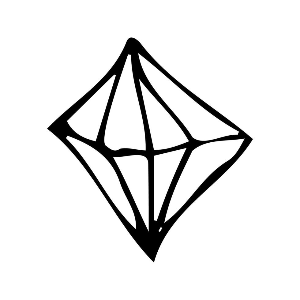 hand- getrokken diamant of kristallijn tekening vector schetsen illustratie. vector illustratie geïsoleerd. hand- getrokken vector kunst kan gebruikt voor label, ansichtkaart, web plaats icoon, hand- gemaakt concept illustratie.