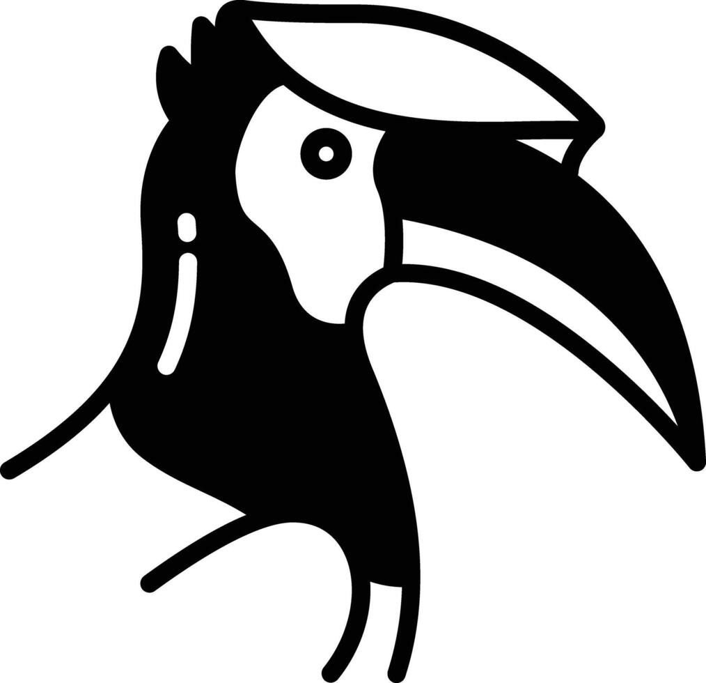 neushoornvogel vogel glyph en lijn vector illustratie