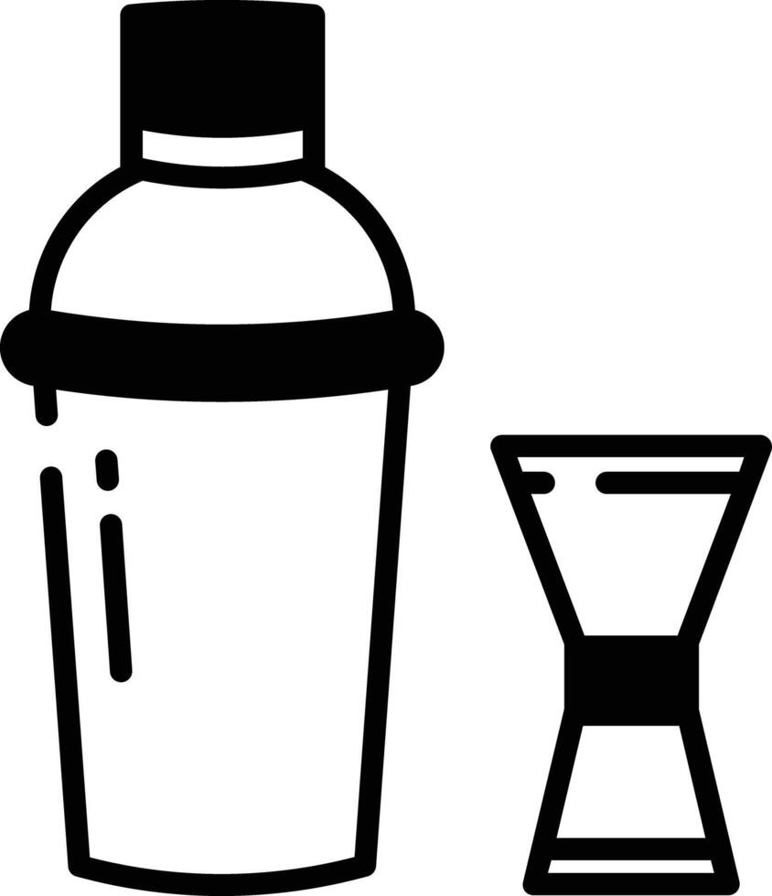 cocktail shaker glyph en lijn vector illustratie