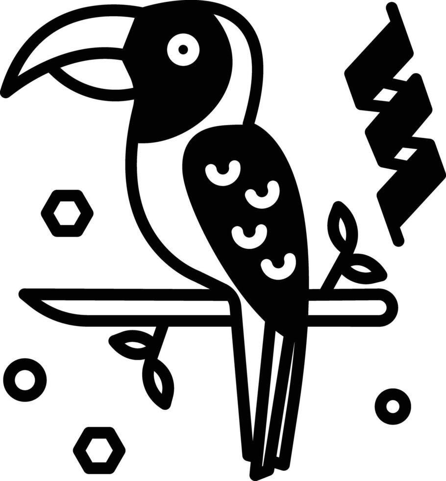 papegaai vogel glyph en lijn vector illustratie