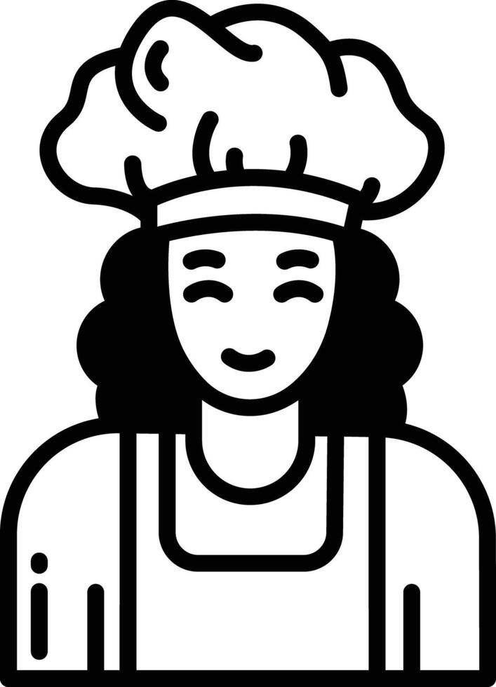 vrouw bakker glyph en lijn vector illustratie