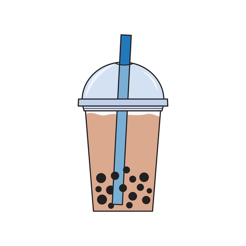 kinderen tekening tekenfilm vector illustratie bubbel thee drinken icoon geïsoleerd Aan wit achtergrond