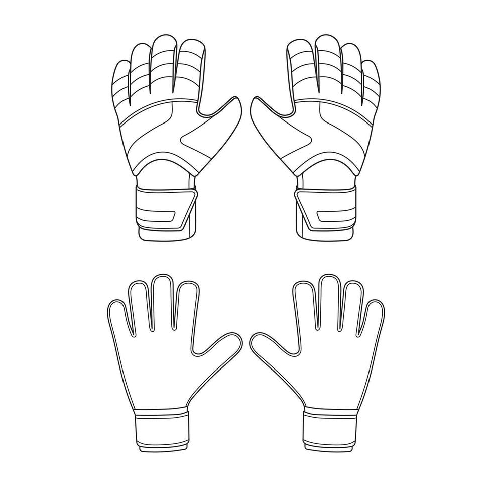 hand- getrokken kinderen tekening tekenfilm vector illustratie reeks van doelman handschoenen voorkant en terug icoon geïsoleerd Aan wit achtergrond
