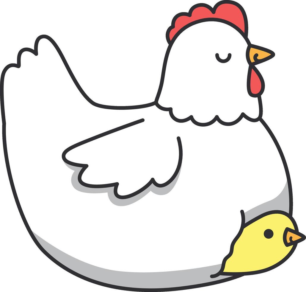 kip en kuiken. vector illustratie in tekening stijl Aan wit achtergrond