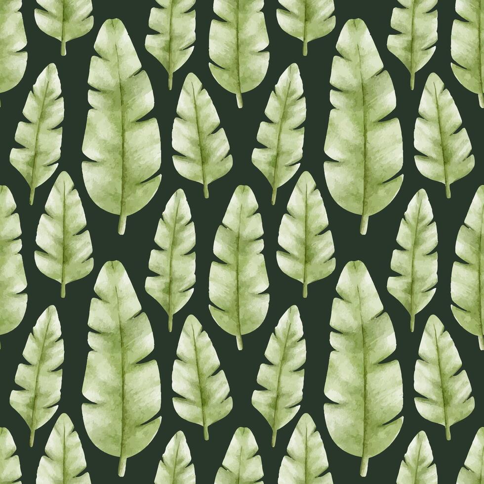 groen palm bladeren in baby stijl. tropisch botanisch achtergrond. waterverf naadloos patroon voor ontwerp goederen, kaarten, ansichtkaarten, kleding stof, scrapbooken, kantoor benodigdheden vector