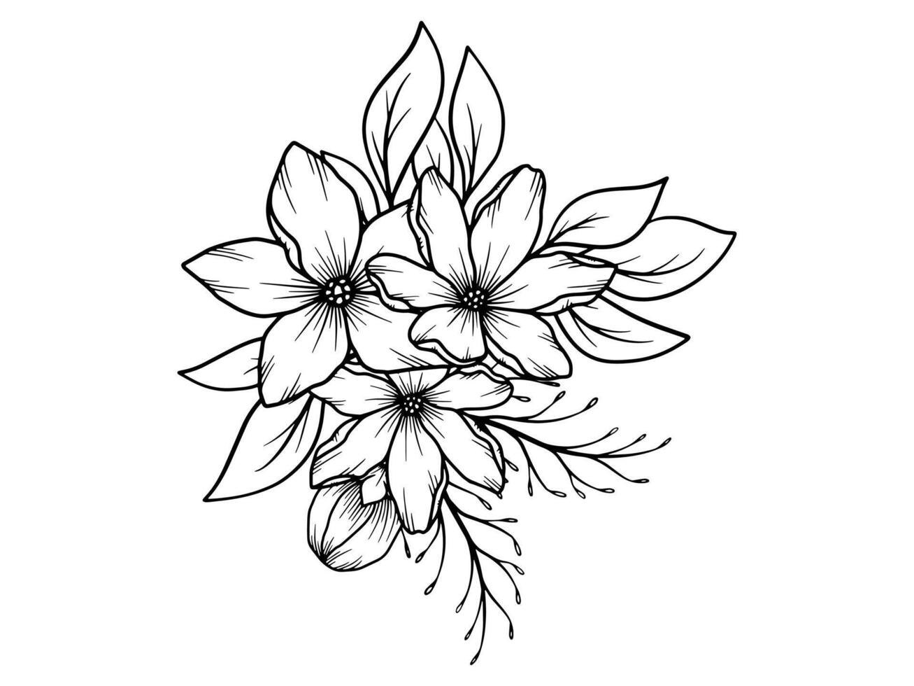 hoek grens bloem schets illustratie vector