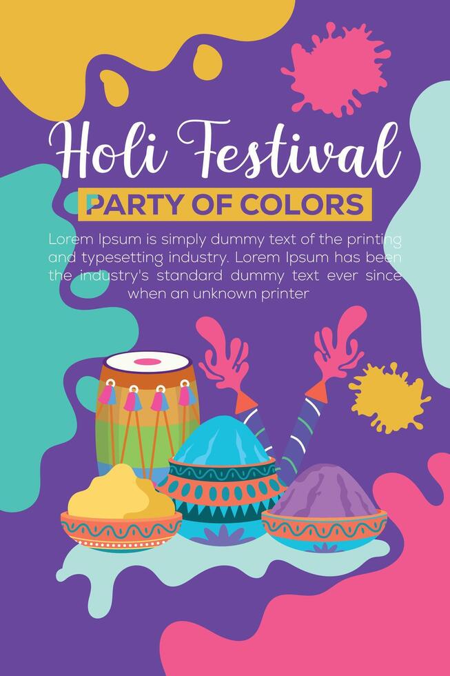 gelukkig holi kleurrijk banier sjabloon Indisch hindoeïsme festival viering, sociaal media poster ontwerp en horizontaal banier sjabloon voor holi festival viering vector