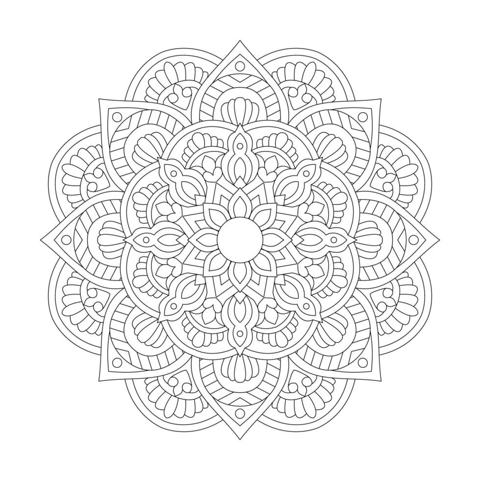 tekening patroon met etnisch mandala ornament voor kleur boek bladzijde vector
