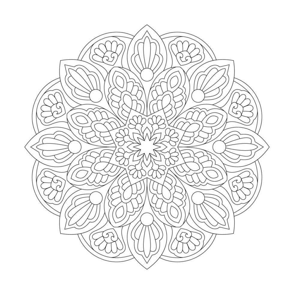geïsoleerd schets mandala kunst behandeling ronde decoratief voor kleur boek bladzijde vector